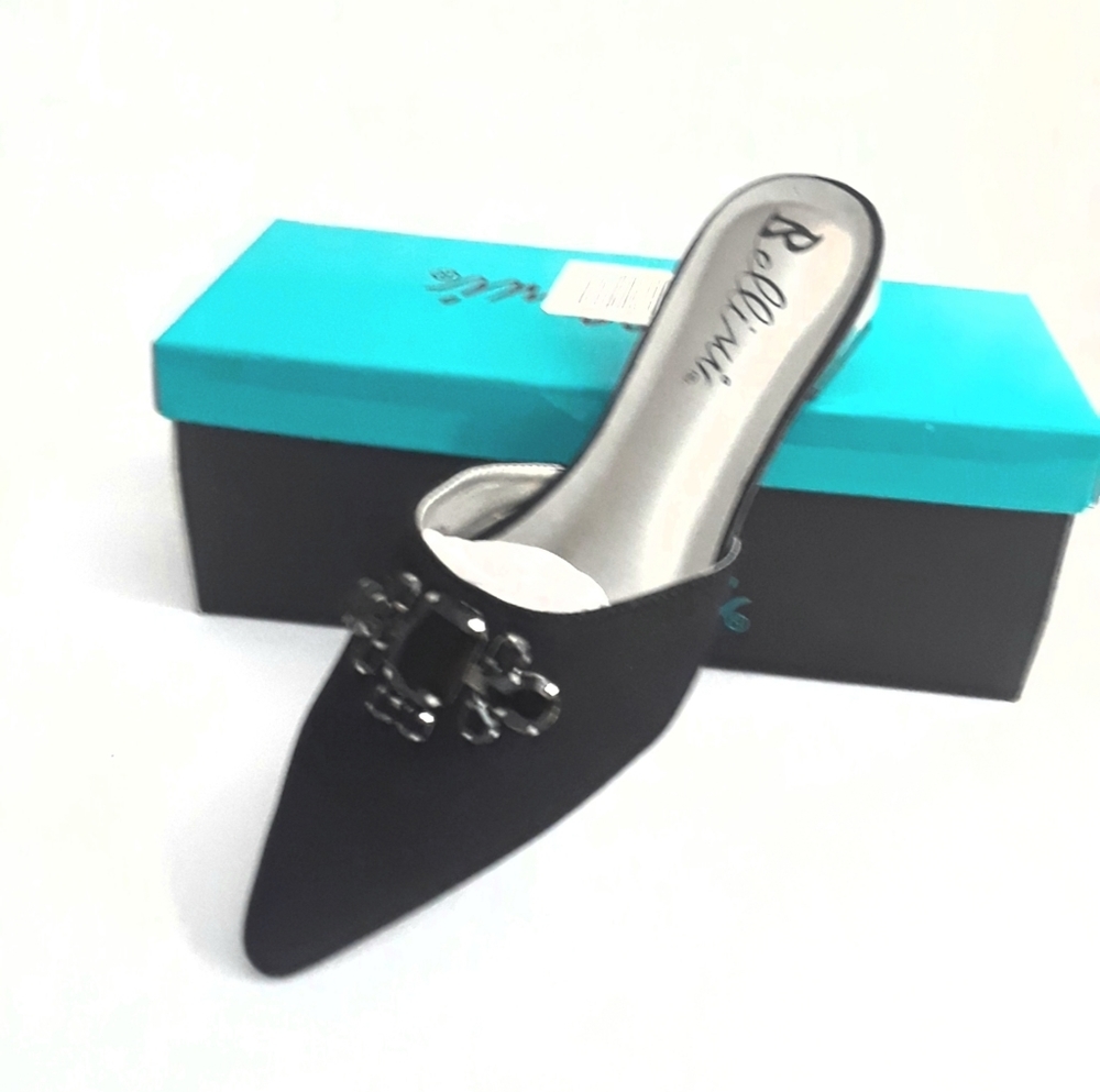 Black Rhinestone Mule Shoe